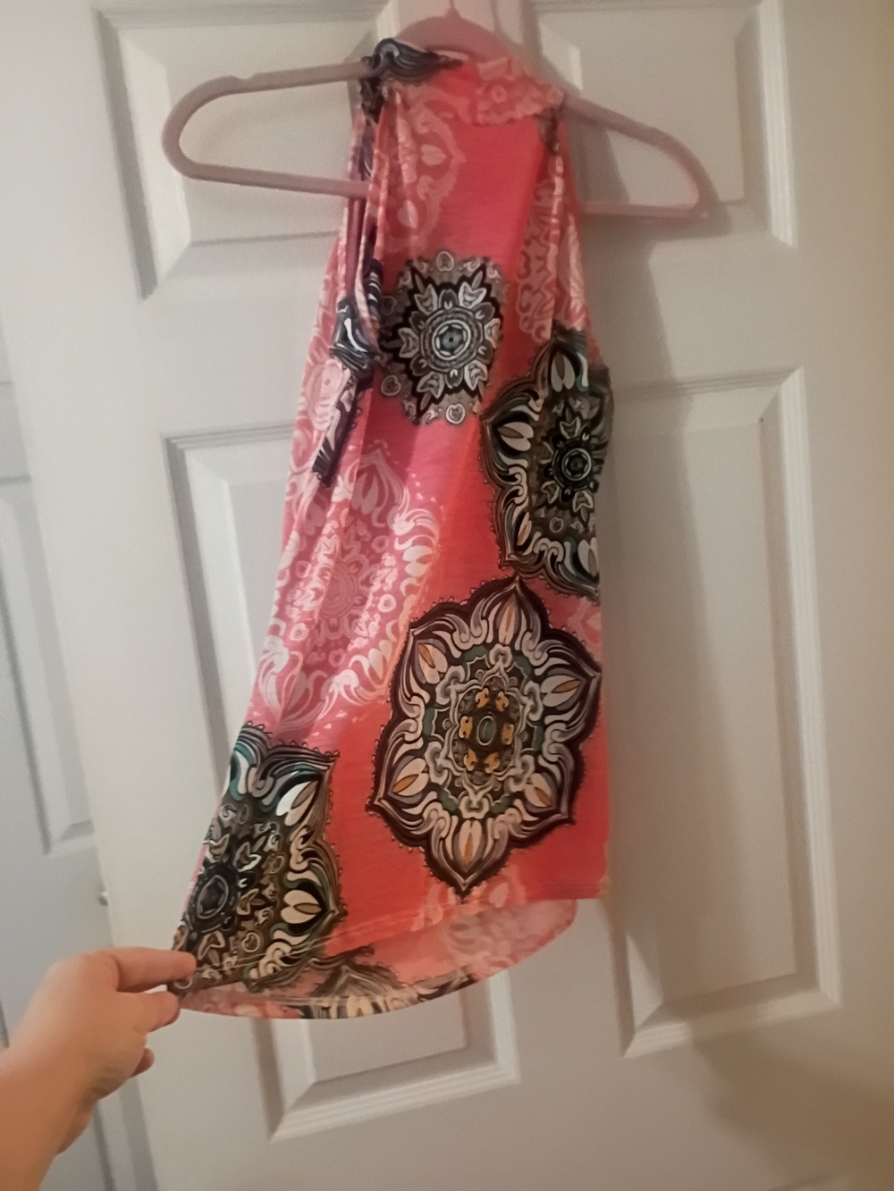 Pink Halter Ruffle Front Printed Tank - Picture 3 of 3